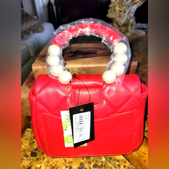 Badgley Mischka Handbags - Badgley Mischka Chic Red Handbag with Pearl Handle